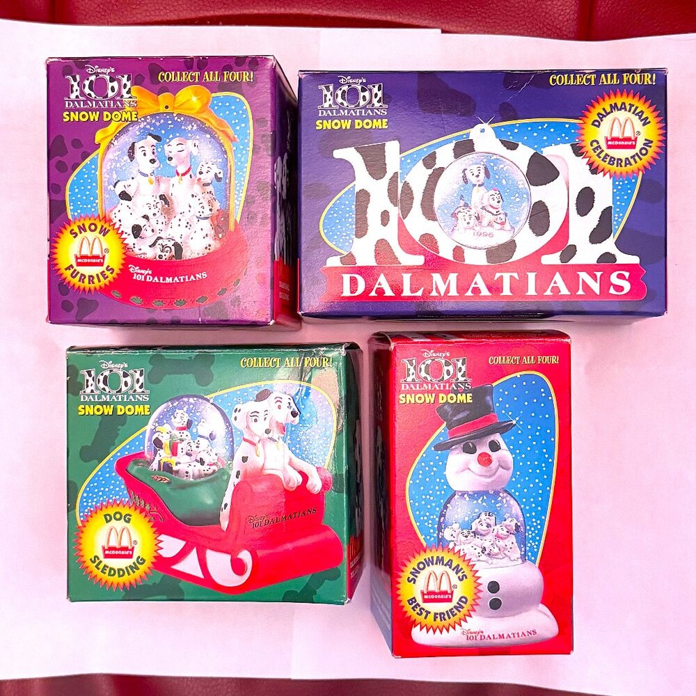 Vintage 1996 Disney 101 Dalmatians Snow Globes (Set of 4)